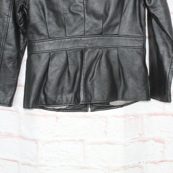 Wilsons Black Nylon Lined Zip Up Insulated Genuine Leather Jacket Size M - Picture 6 of 12
